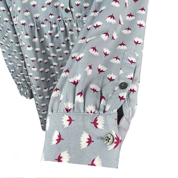 Coquette Boden Floral Long Sleeve Button Front Tunic Mini Dress Women’s 10 Gray - Picture 5 of 11